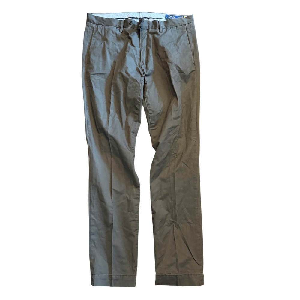 Polo Ralph Lauren Mens Stretch Slim Fit Chino Pants 33x32 Dark Grey Charcoal